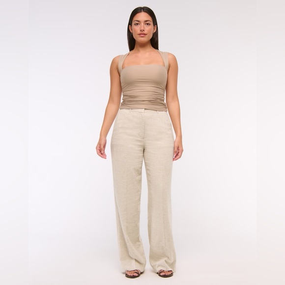 Abercrombie & Fitch Pants - Abercrombie & Fitch Curve Love Tailored Linen-Blend Wide Leg Pant Size 33 / 16